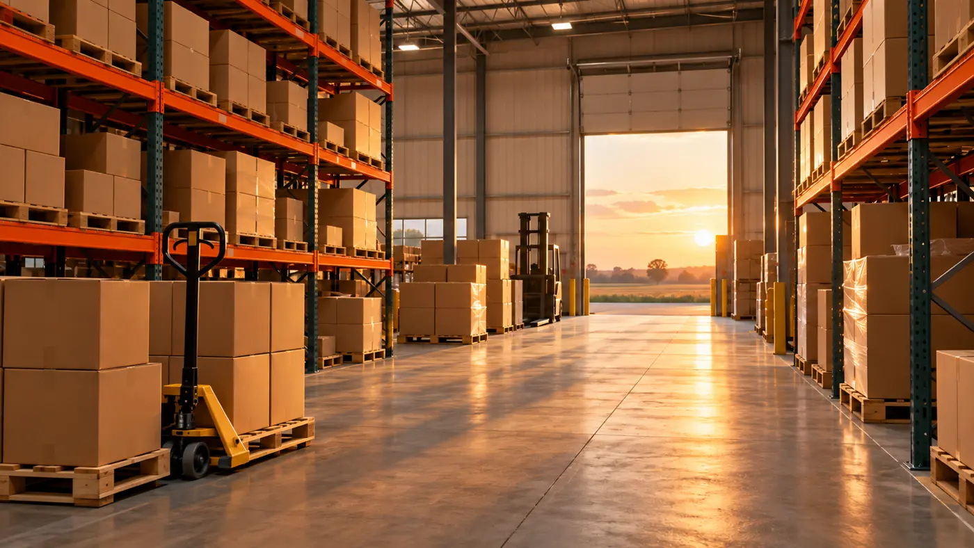 Warehouse shelving and dock doors
